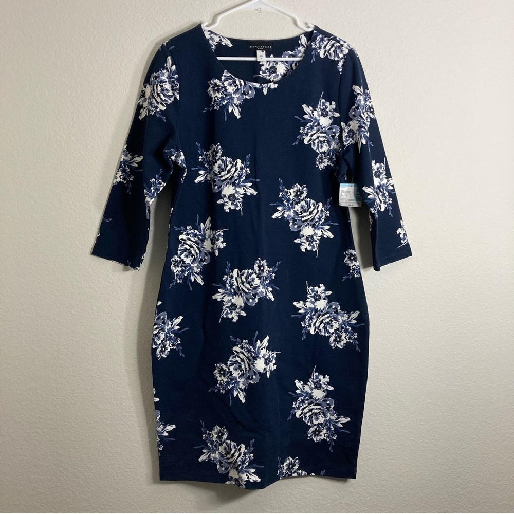 NWT Simply Styled By Sears - Floral BodyCon Dress - Blue - XL - Vintage